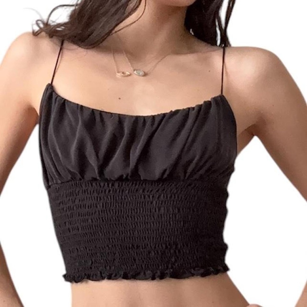 Urban Outfitters Emma Cupro Smocked Tank Top